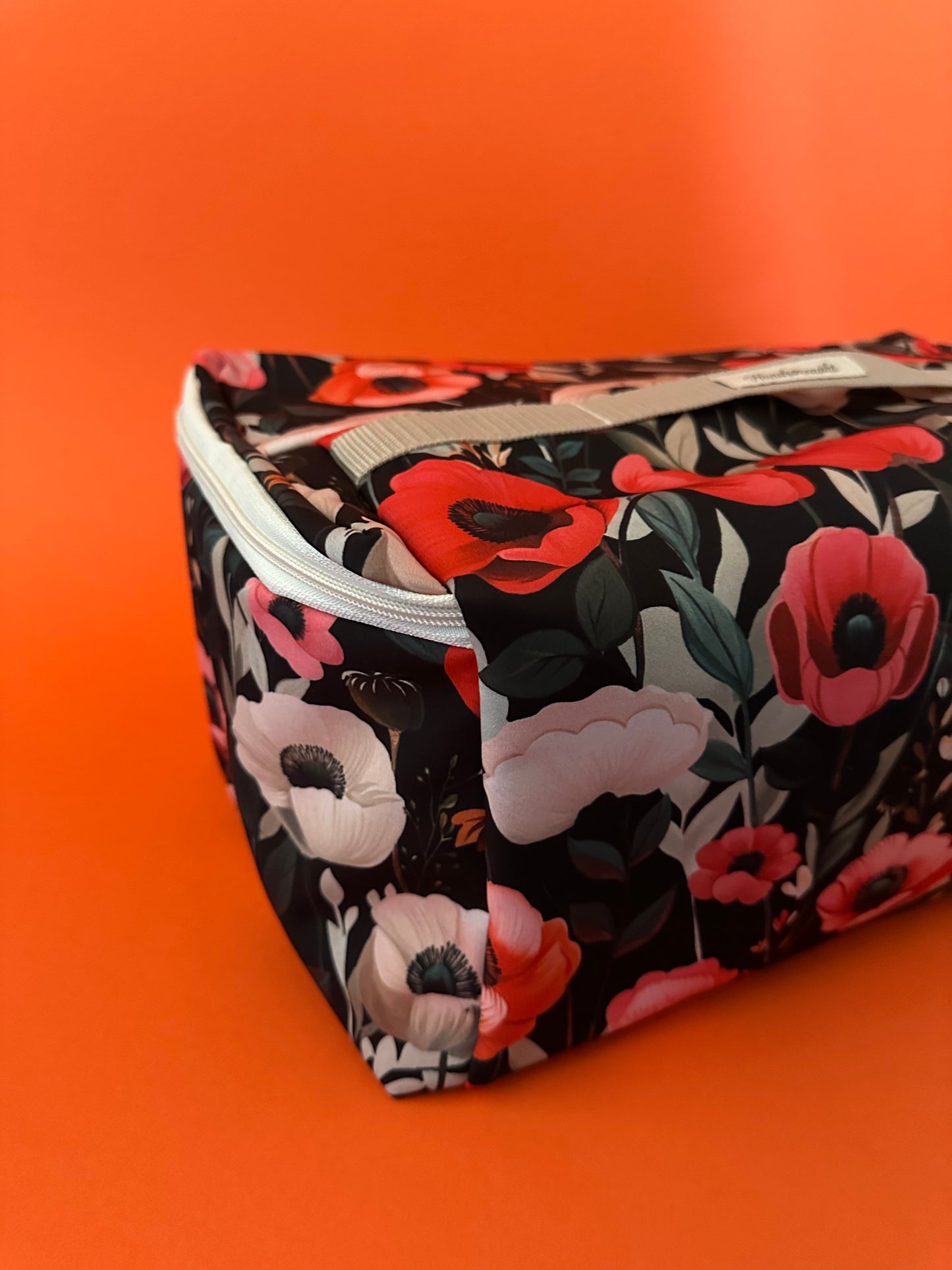 Sofortkauf | großer Kleinkramkumpel Mohnblumen rot / beige