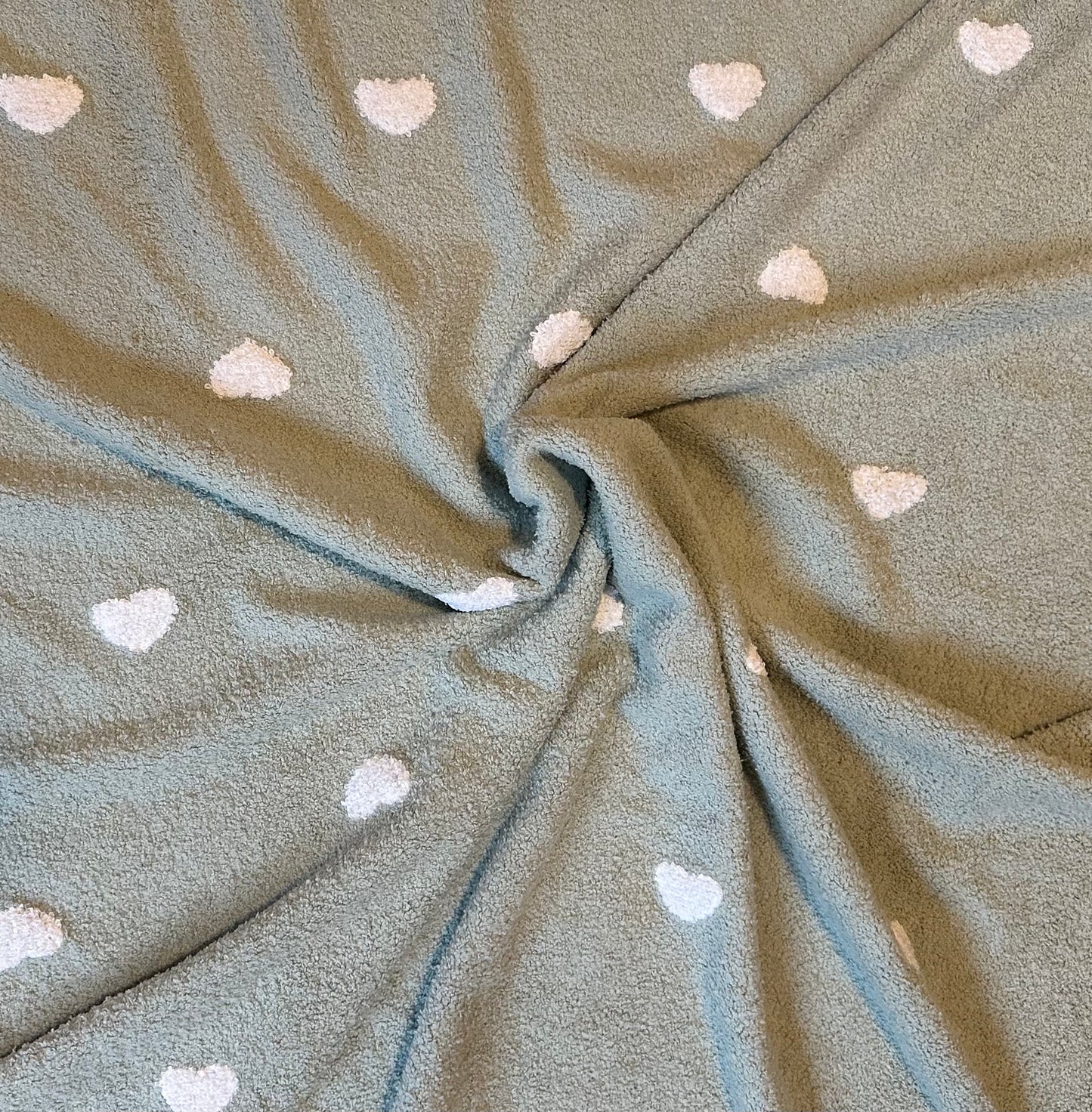 Sofortkauf | Kuscheldecke Teddy mint mit Herzen