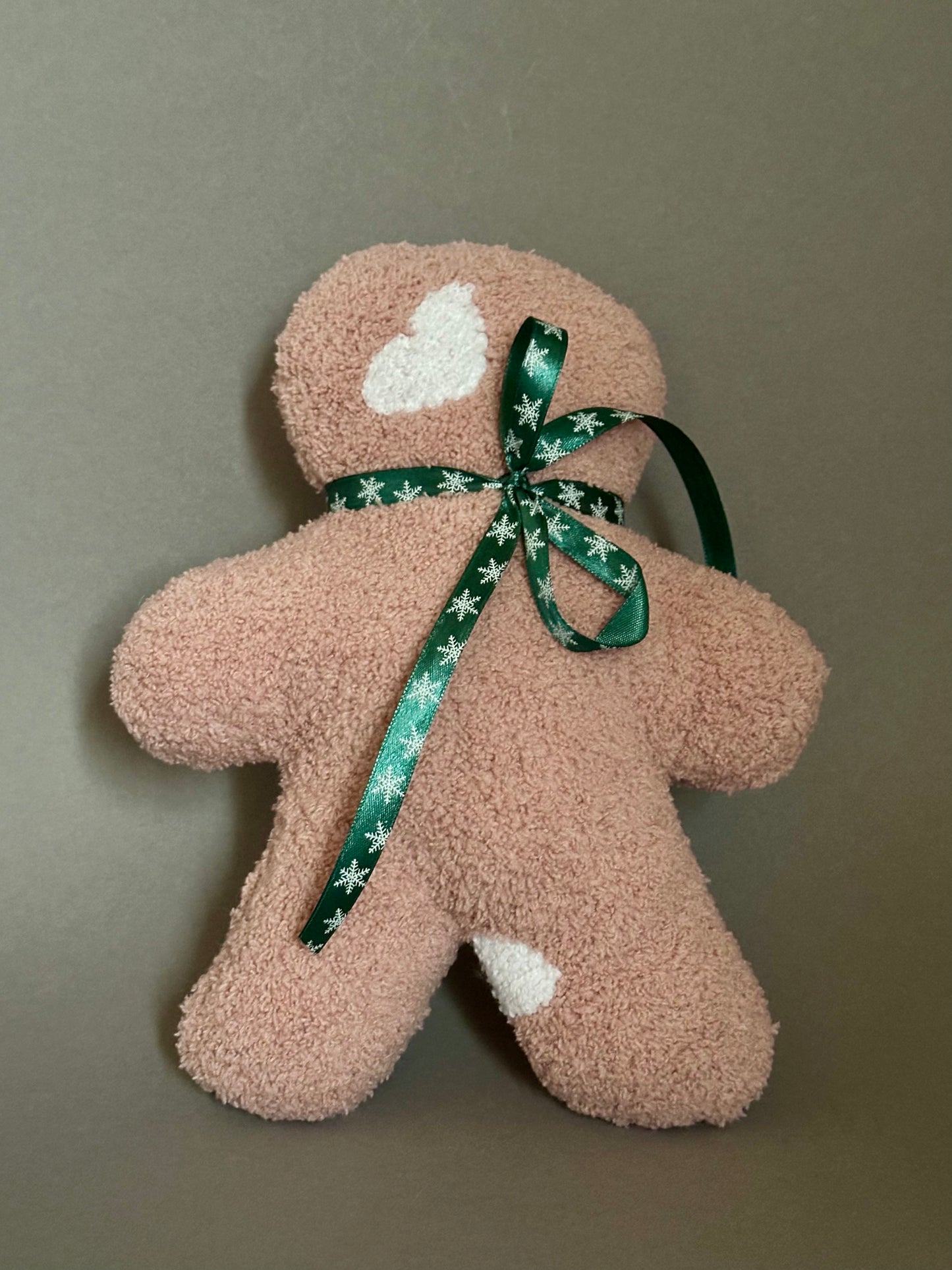Sofortkauf | Lebkuchenmann Teddy rosa mit Herzen (grüne Schleife)
