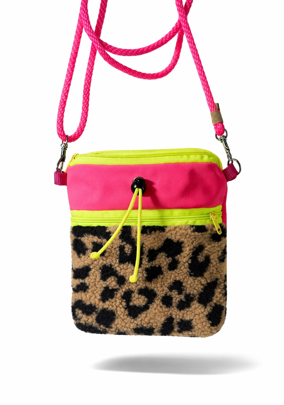 Outlet | großer Futterbeutel zum Umhängen Leo Plüsch Neon Pink
