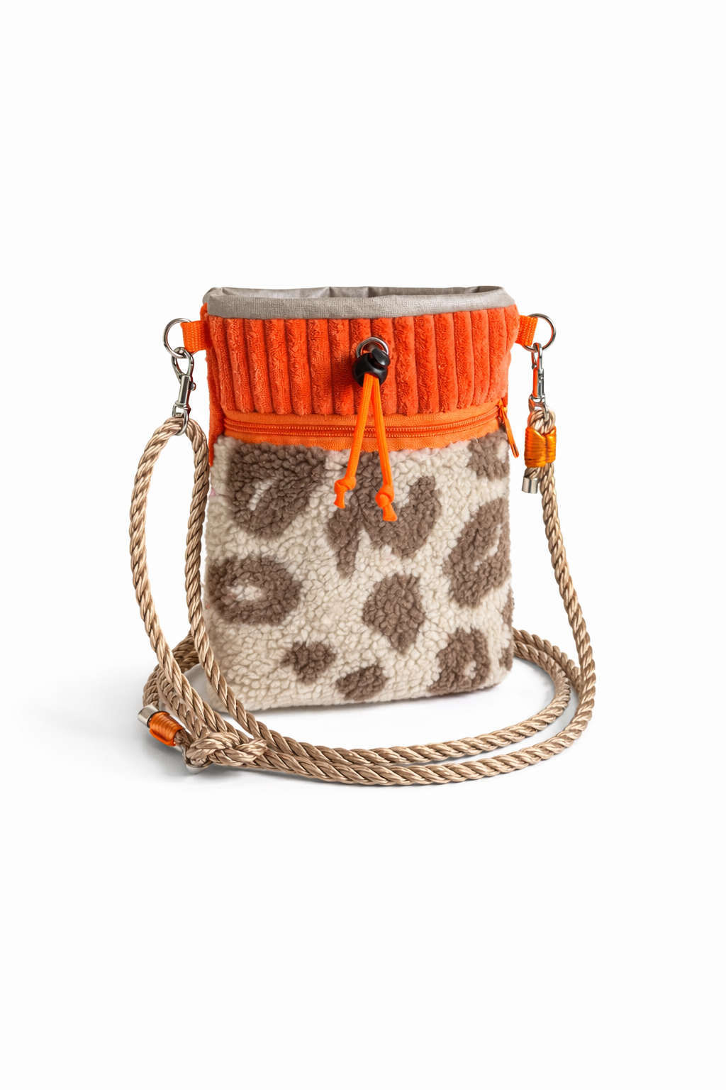 Sofortkauf | Futterbeutel zum Umhängen Teddy Leo beige mit orange