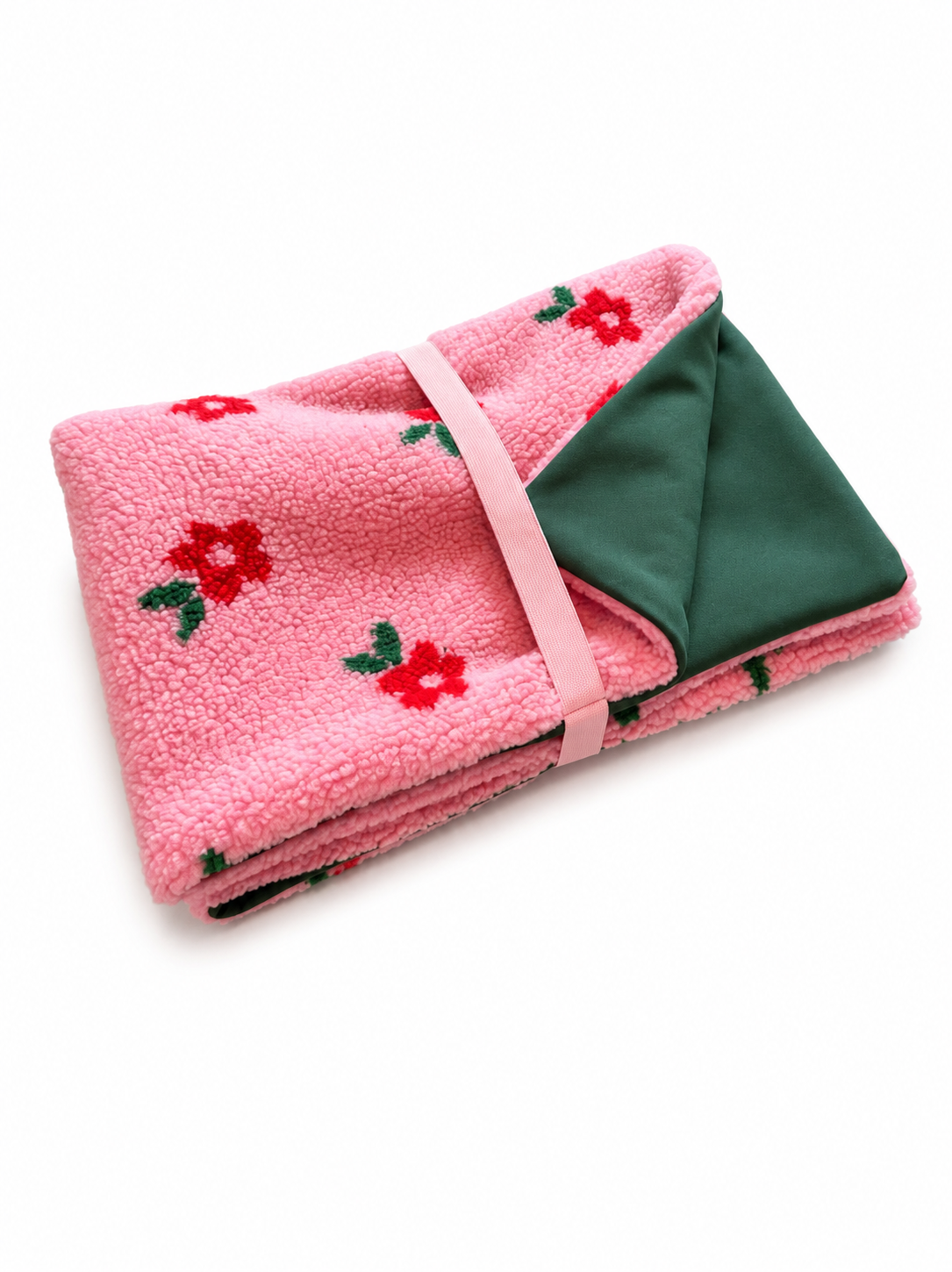 Sofortkauf | Lieblingsplatz to go Teddy Blümchen Rosa mit dunkelgrün