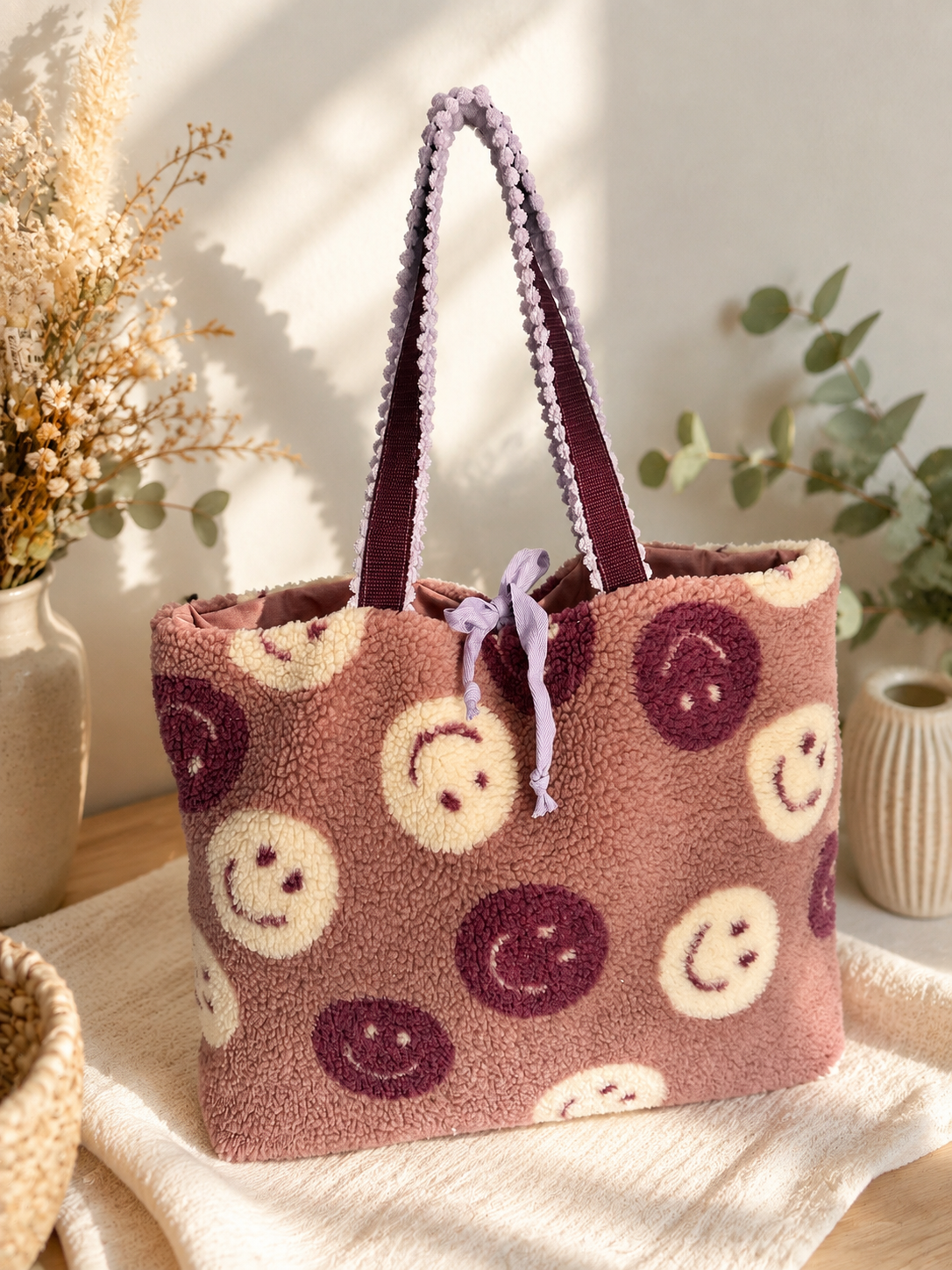 Sofortkauf || Shopper Smiley altrosa (innen: rosa)