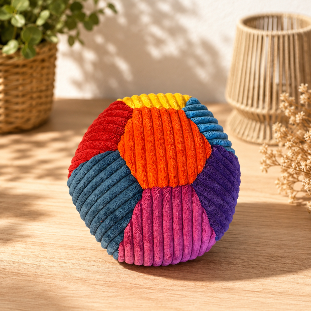 großer Ball aus Cord gelb / rot / orange / pink / petrol / lila / leuchtendes blau
