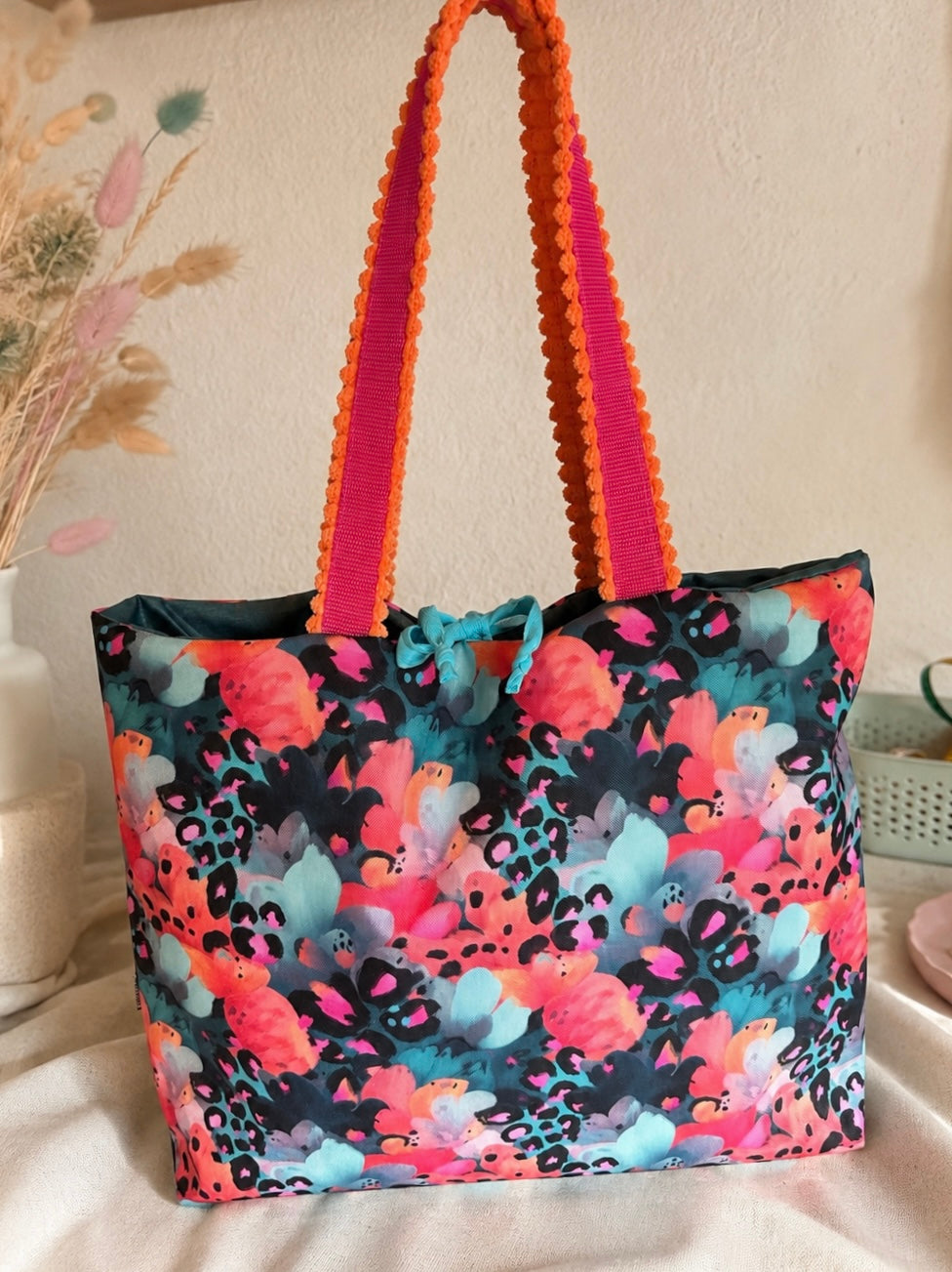 Sofortkauf || Shopper Oxford Gewebe Leo Blüten