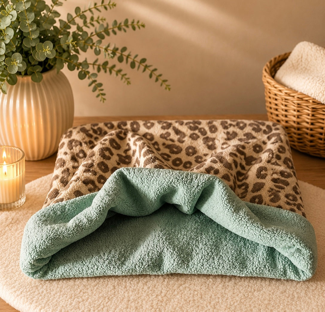 Kuschelsack Teddy Leo beige mit mint 80 x 110 cm