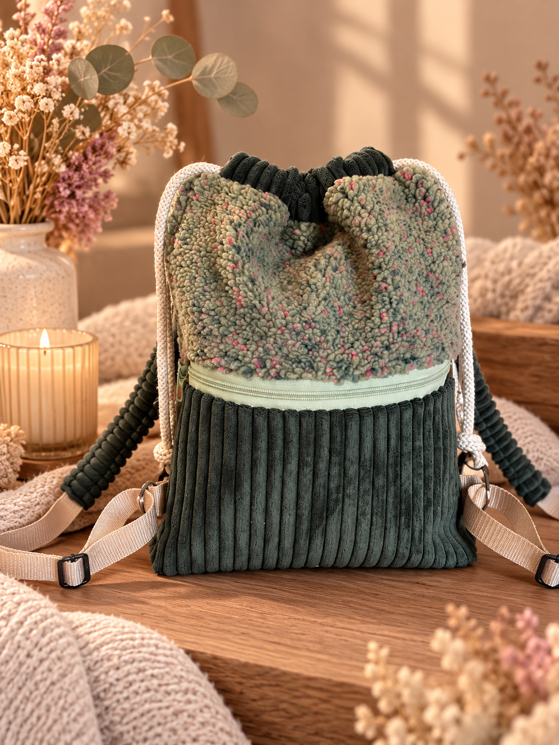 Sofortkauf || Gassirucksack Teddy Grün meliert