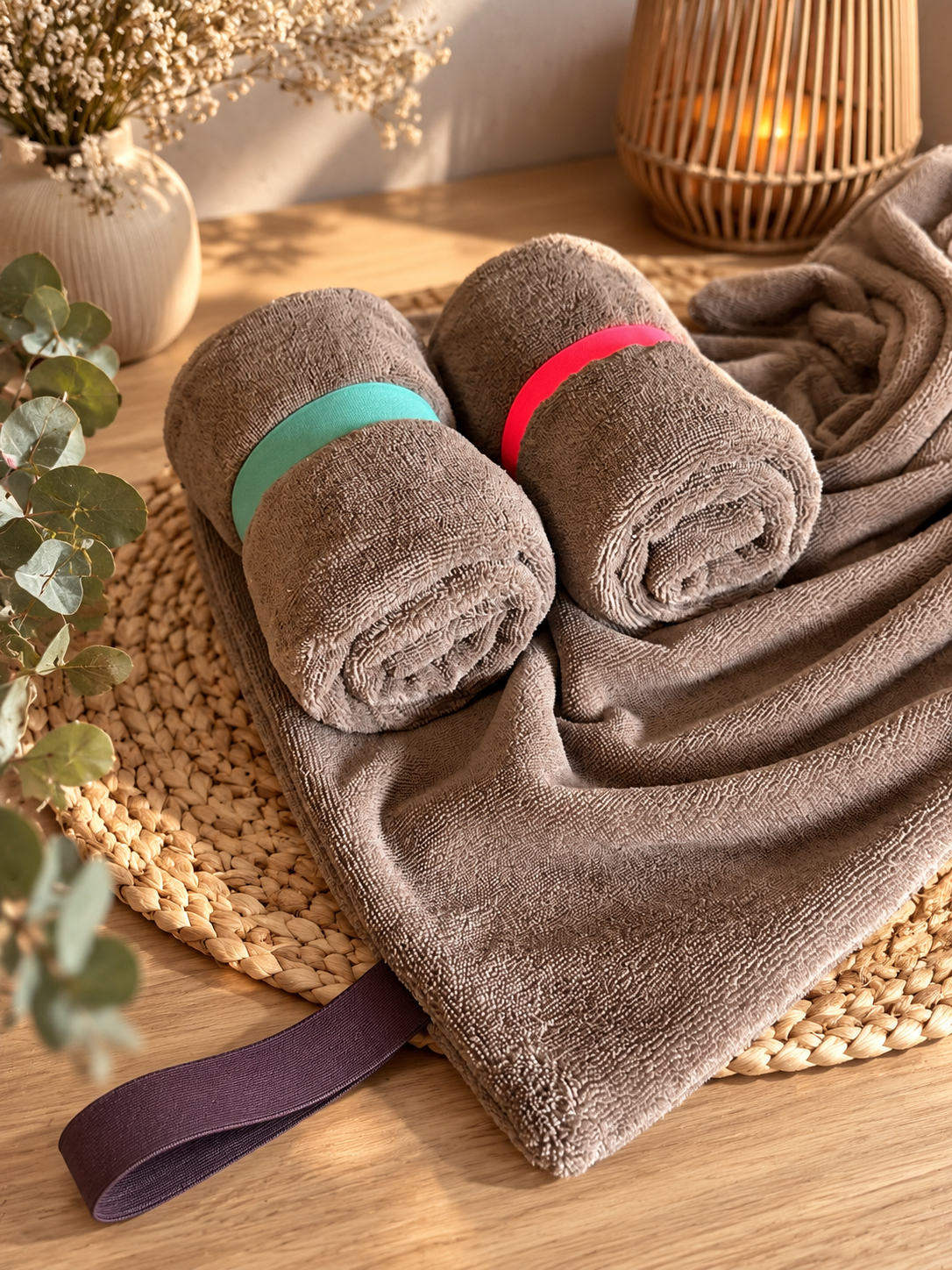 Roll & Go Hundehandtuch Bambus Frottee Grau Taupe