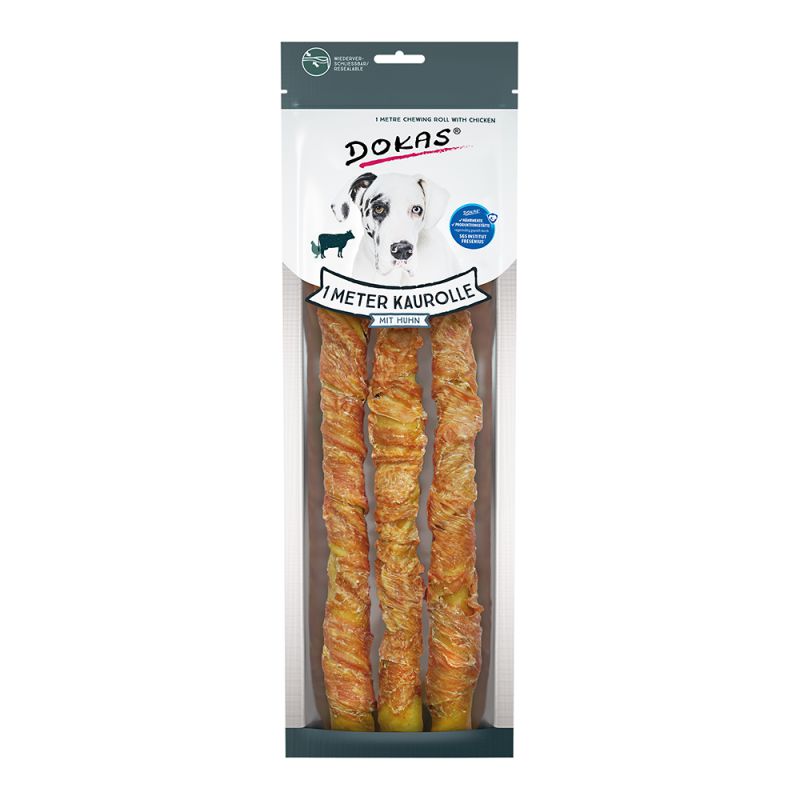 DOKAS 1 Meter Kaurolle mit Huhn, 315 g (Rinderhaut)