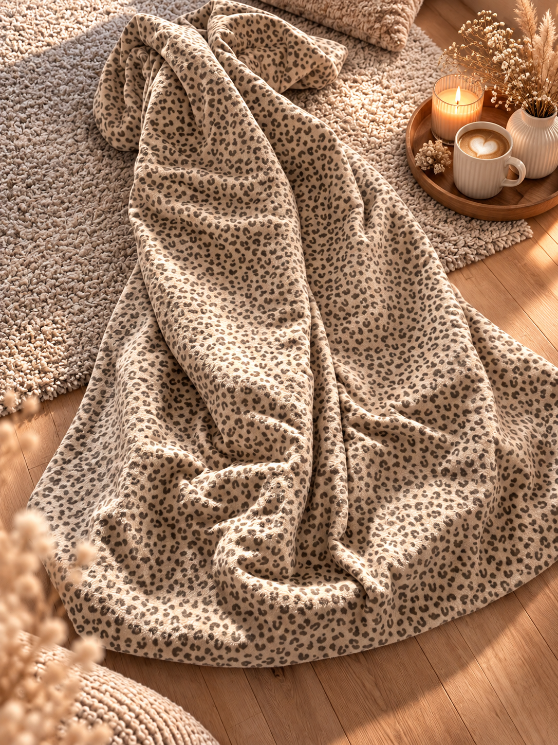 Sofortkauf | XXL Kuscheldecke Wellnessfleece Leo beige