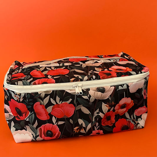 Sofortkauf | großer Kleinkramkumpel Mohnblumen rot / beige