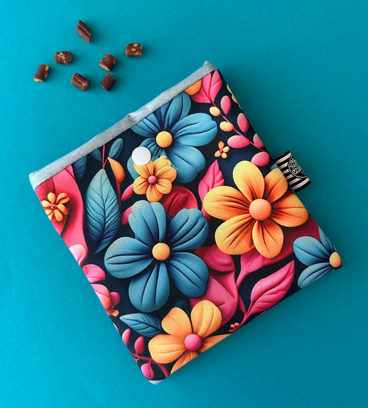 Sofortkauf | Jackentaschenbeutel Blumen blau / gelb / pink