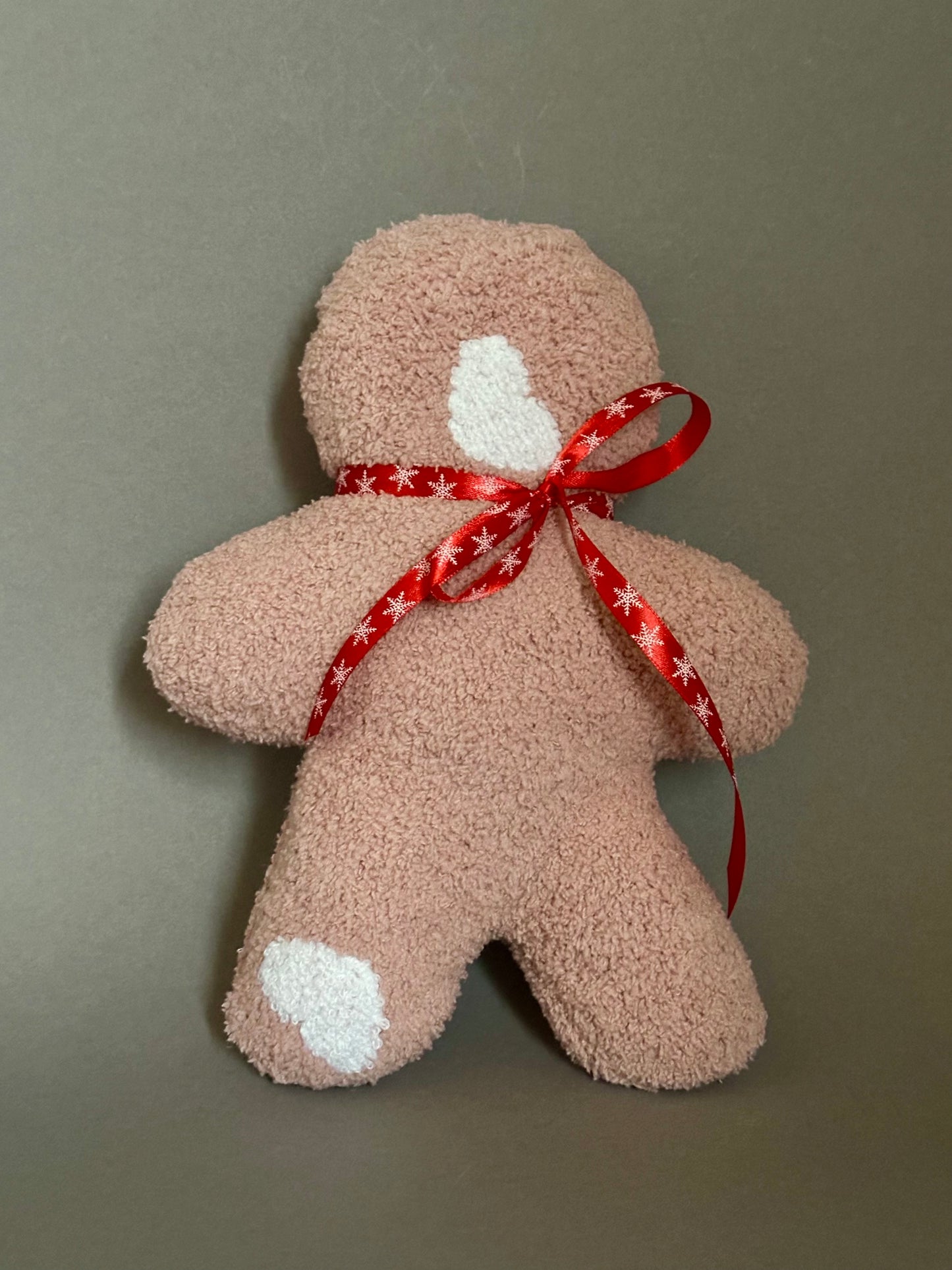 Sofortkauf | Lebkuchenmann Teddy rosa mit Herzen (rote Schleife)