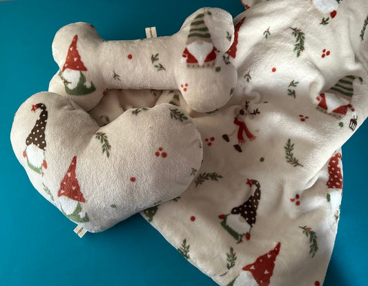 Geschenkebox Wichtel (70 x 100 cm Kuscheldecke + Schmuseknochen + Schmuseherz)