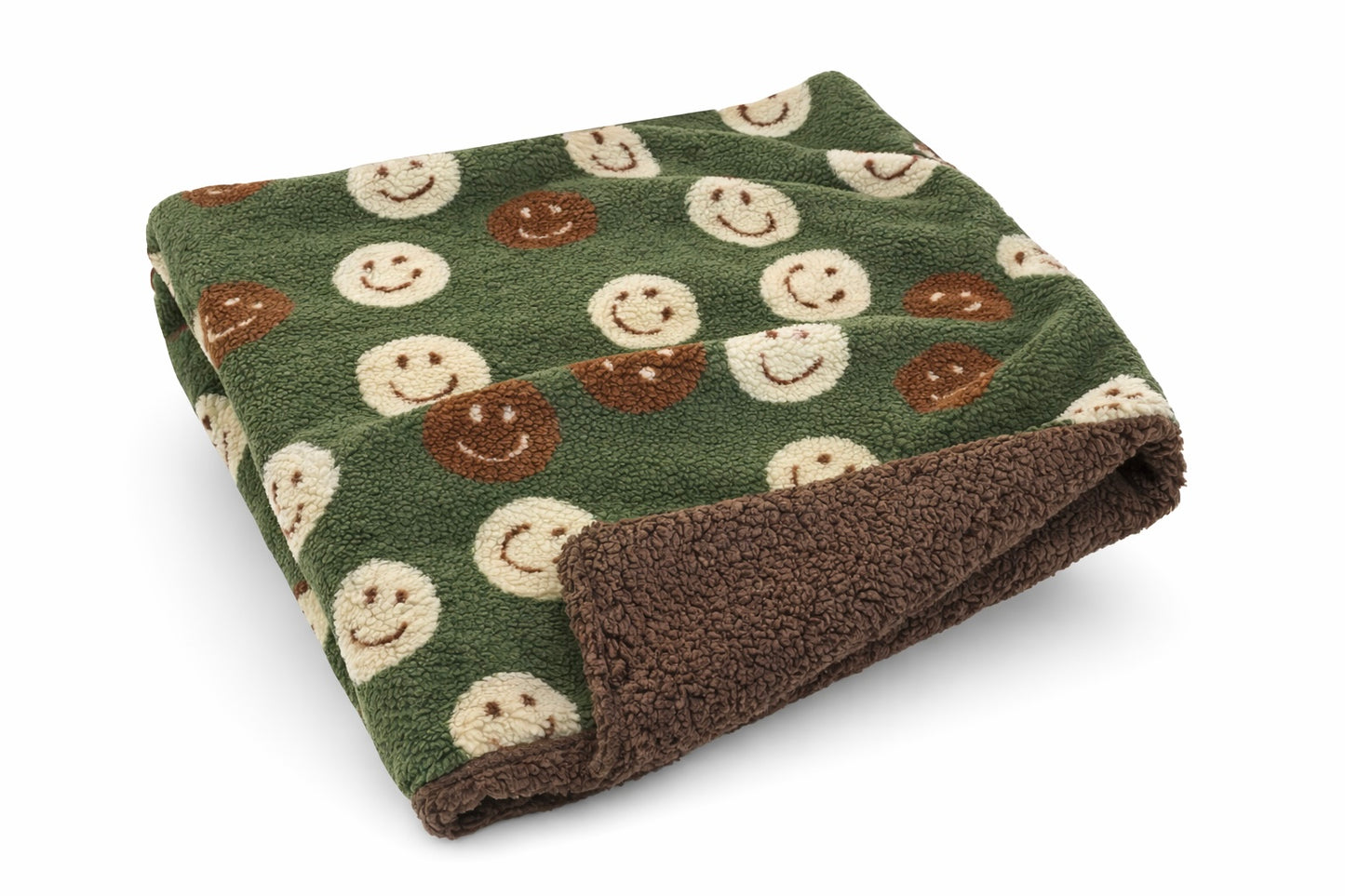Kuschelkollektion Teddystoff Smiley Oliv