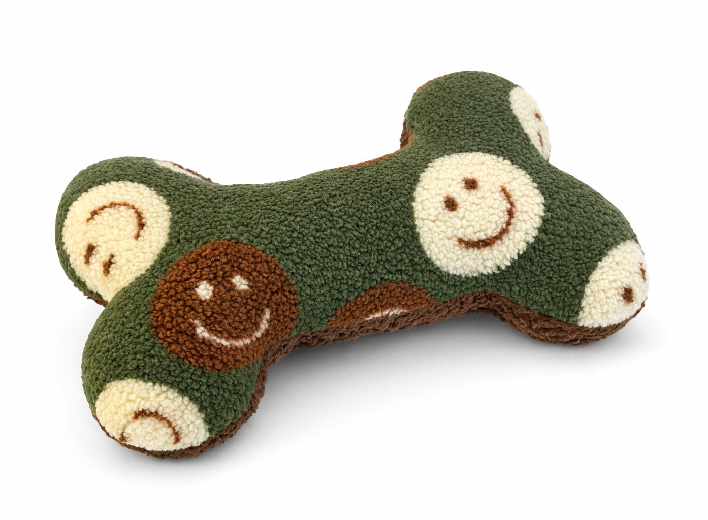 Kuschelkollektion Teddystoff Smiley Oliv
