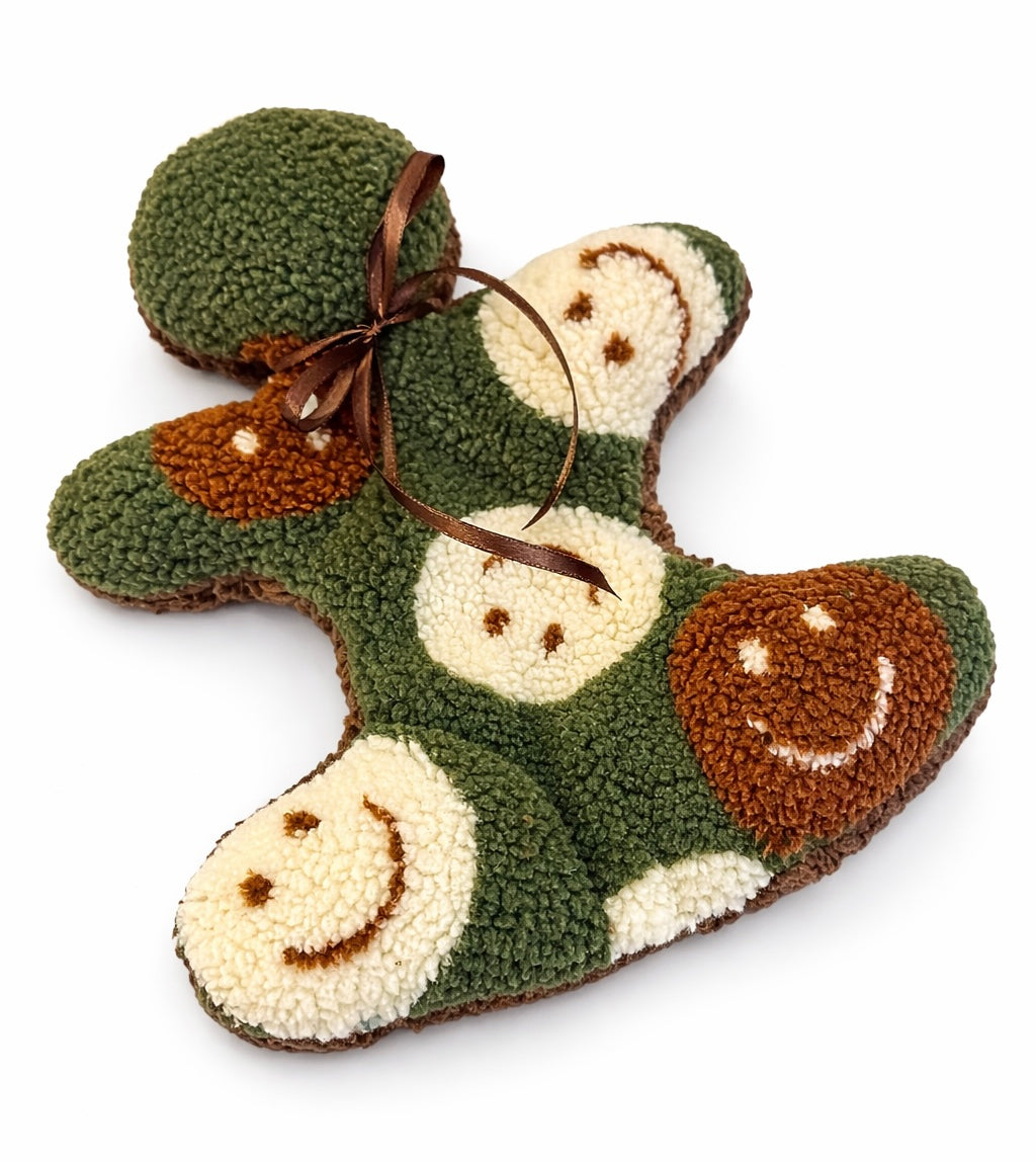 Kuschelkollektion Teddystoff Smiley Oliv