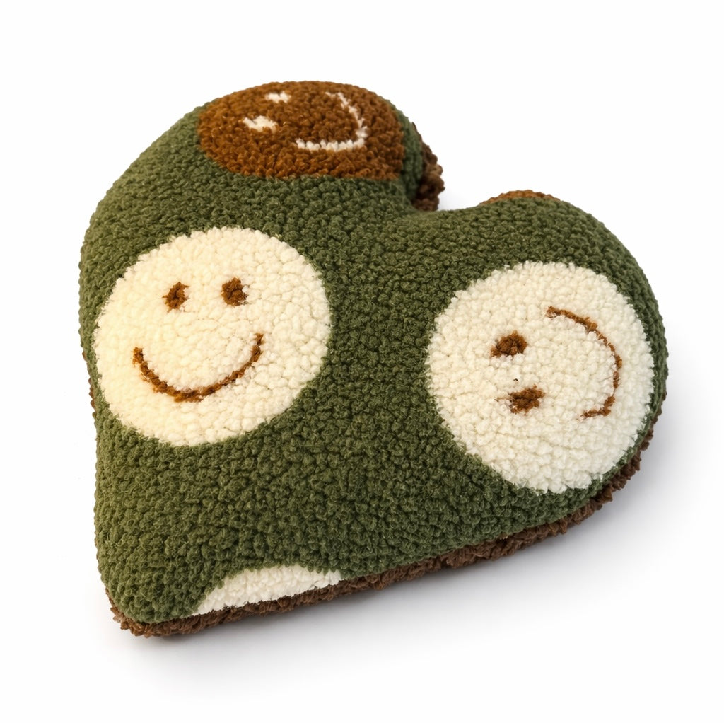 Kuschelkollektion Teddystoff Smiley Oliv