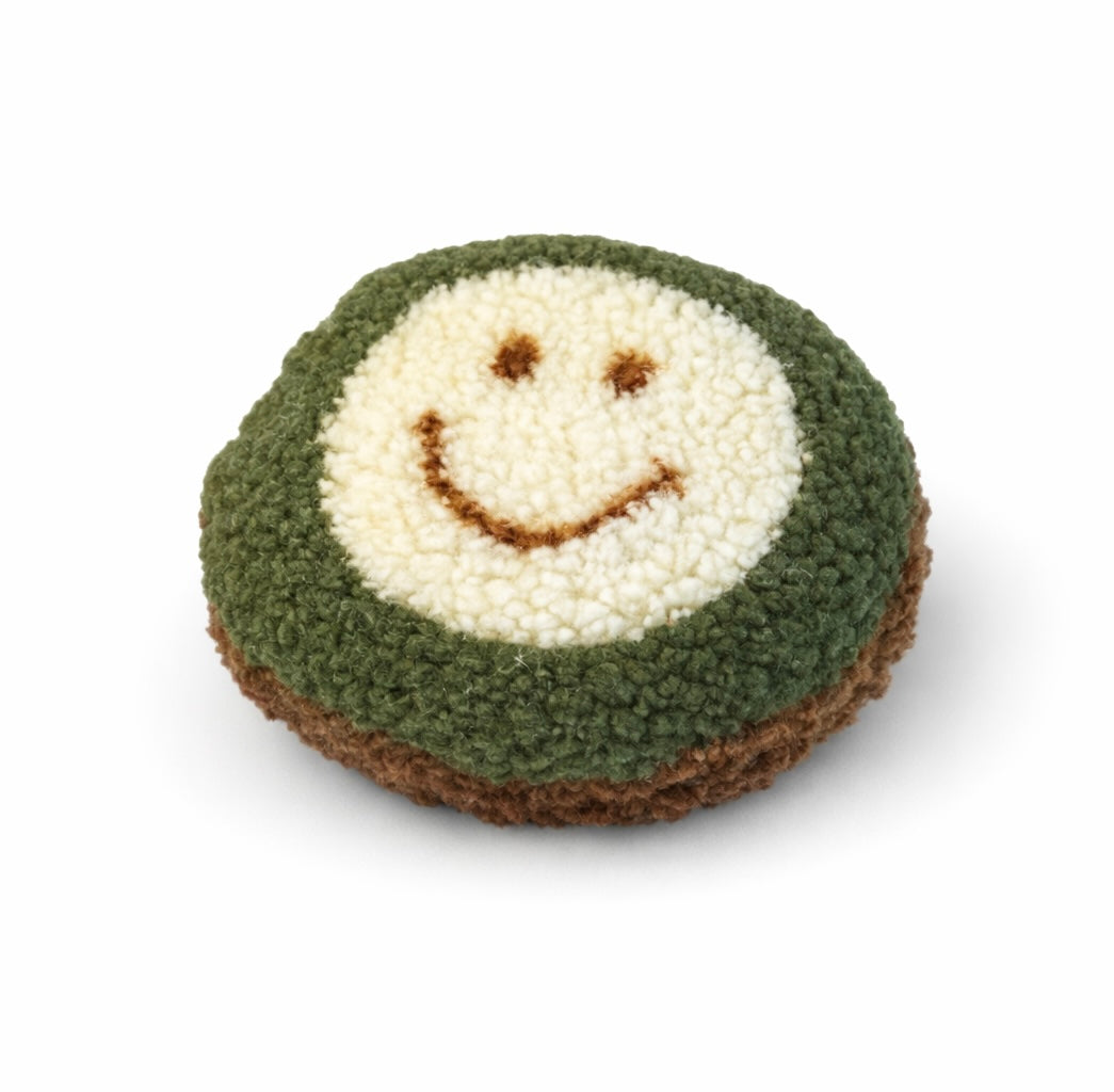 Kuschelkollektion Teddystoff Smiley Oliv