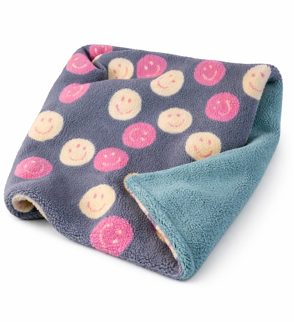 Kuschelkollektion Teddystoff Smiley hellblau