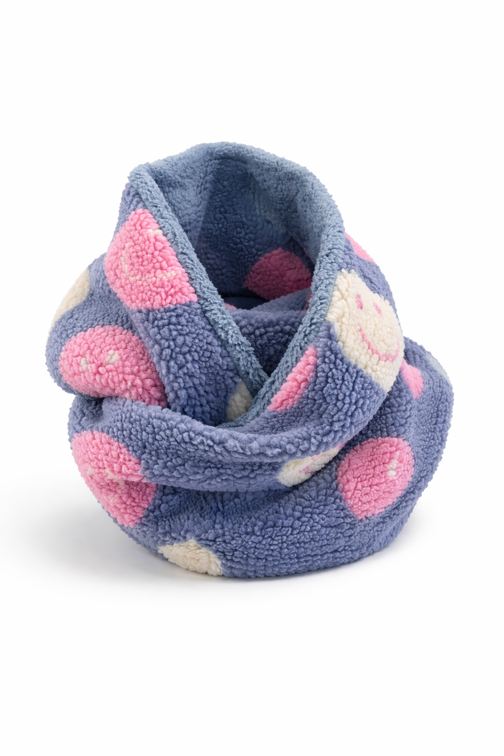 Sofortkauf | Loopschal Teddystoff Smiley Hellblau