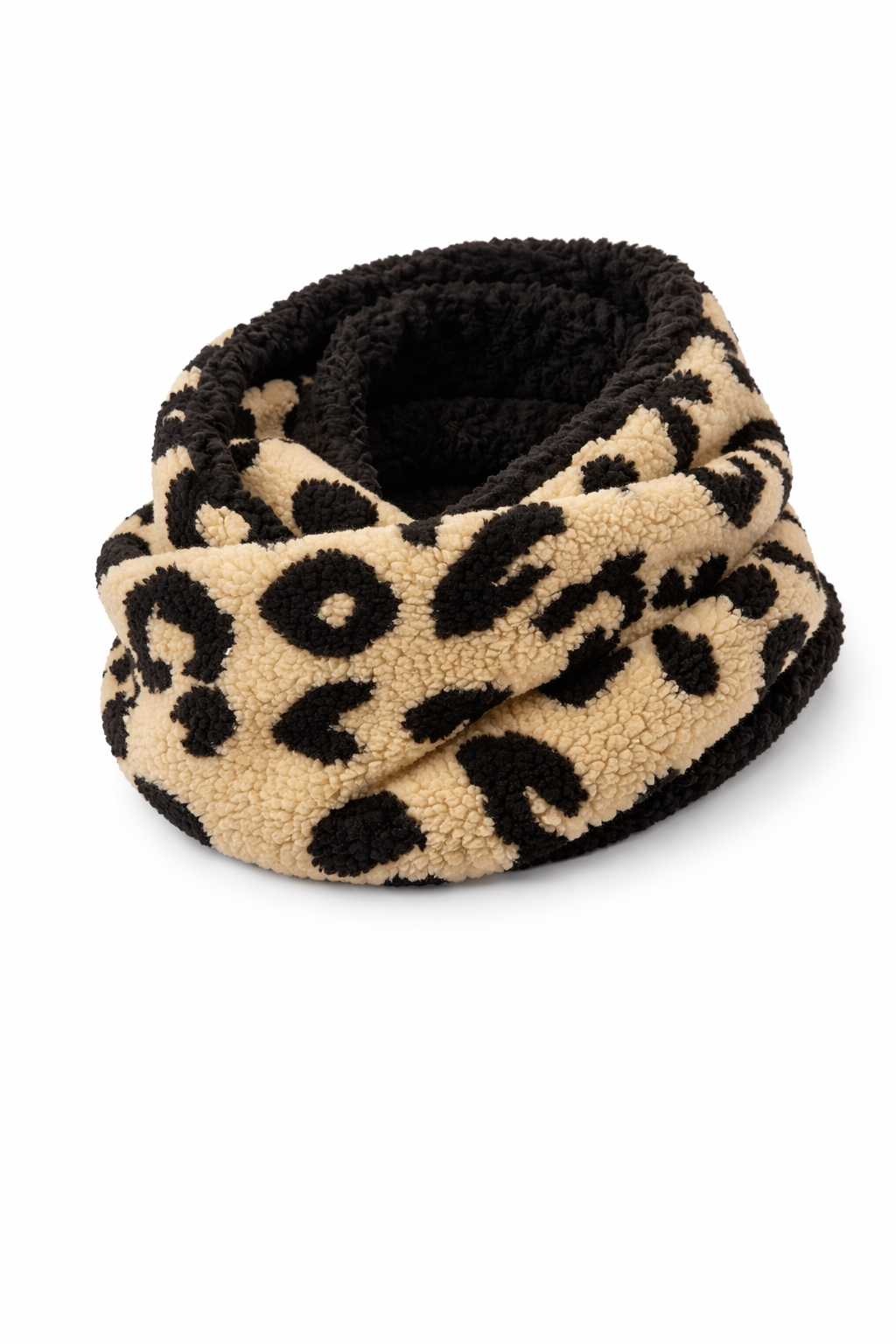 Sofortkauf | Loopschal Teddystoff Leo Beige / Schwarz