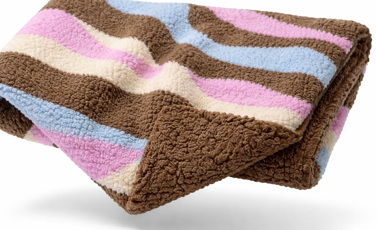 Kuschelkollektion Teddystoff Abstrakt hellblau / braun