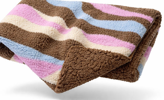 Kuschelkollektion Teddystoff Abstrakt hellblau / braun