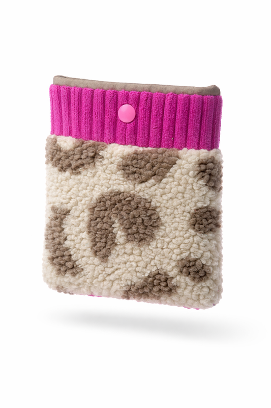 Sofortkauf | Jackentaschenbeutel Teddyplüsch Leo Beige mit pink