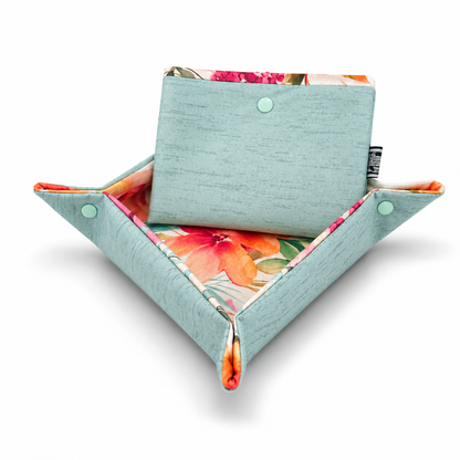 Sofortkauf | faltbarer Napf Mint mit Blumen hell