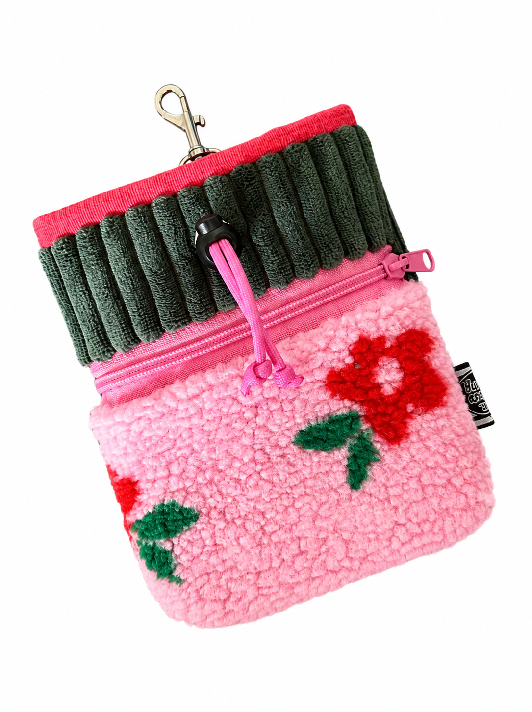 Sofortkauf | Futterbeutel Teddy Blümchen pink (innen rot)