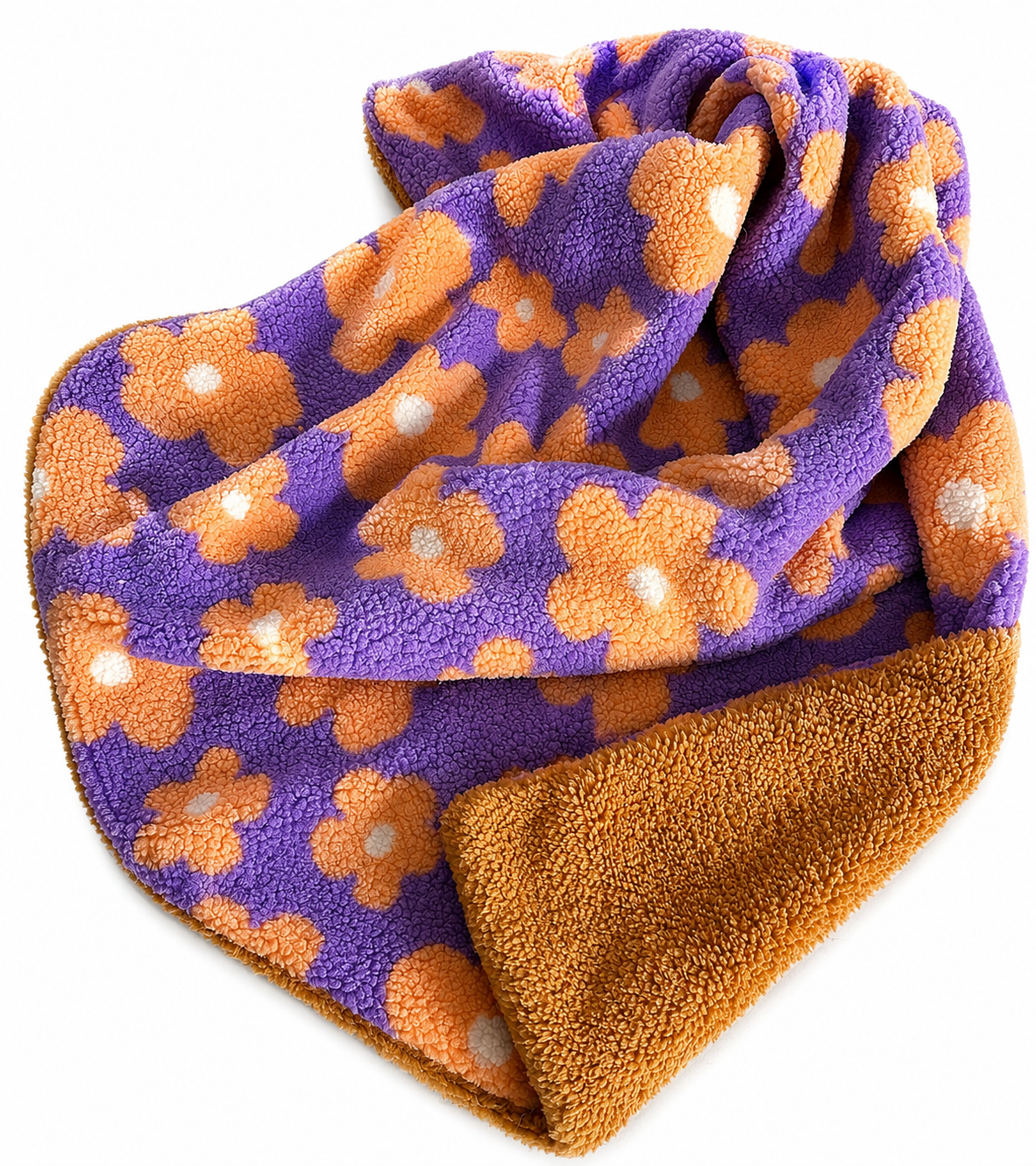 Kuschelkollektion Teddystoff Blumen orange
