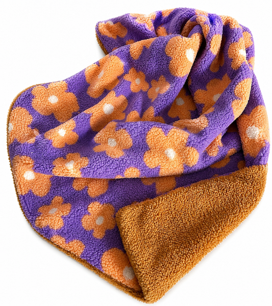 Kuschelkollektion Teddystoff Blumen orange