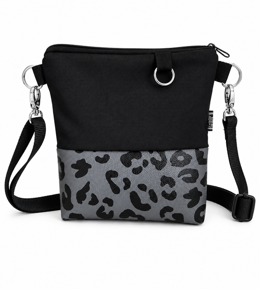 Gassitasche Walk & Go Kunstleder Leo schwarz / grau