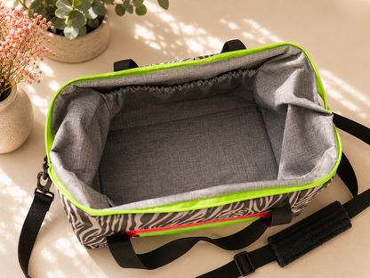 Sofortkauf | kleine Reisetasche Zebra neon grün / neon orange