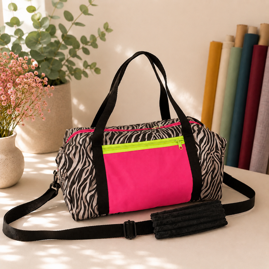 Sofortkauf | kleine Reisetasche Zebra neon pink / neon gelb