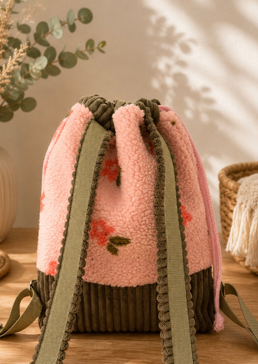 Sofortkauf || Gassirucksack Blümchen hellrosa mit oliv