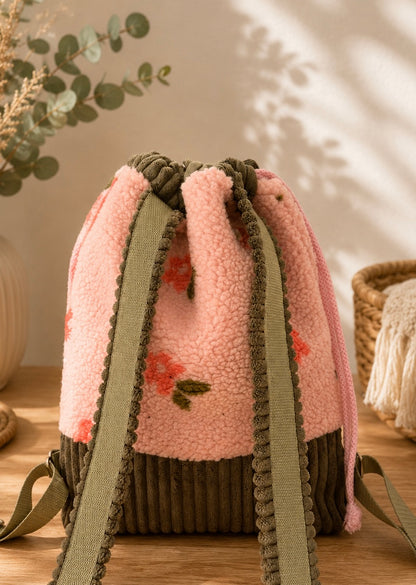 Sofortkauf || Gassirucksack Blümchen hellrosa mit oliv