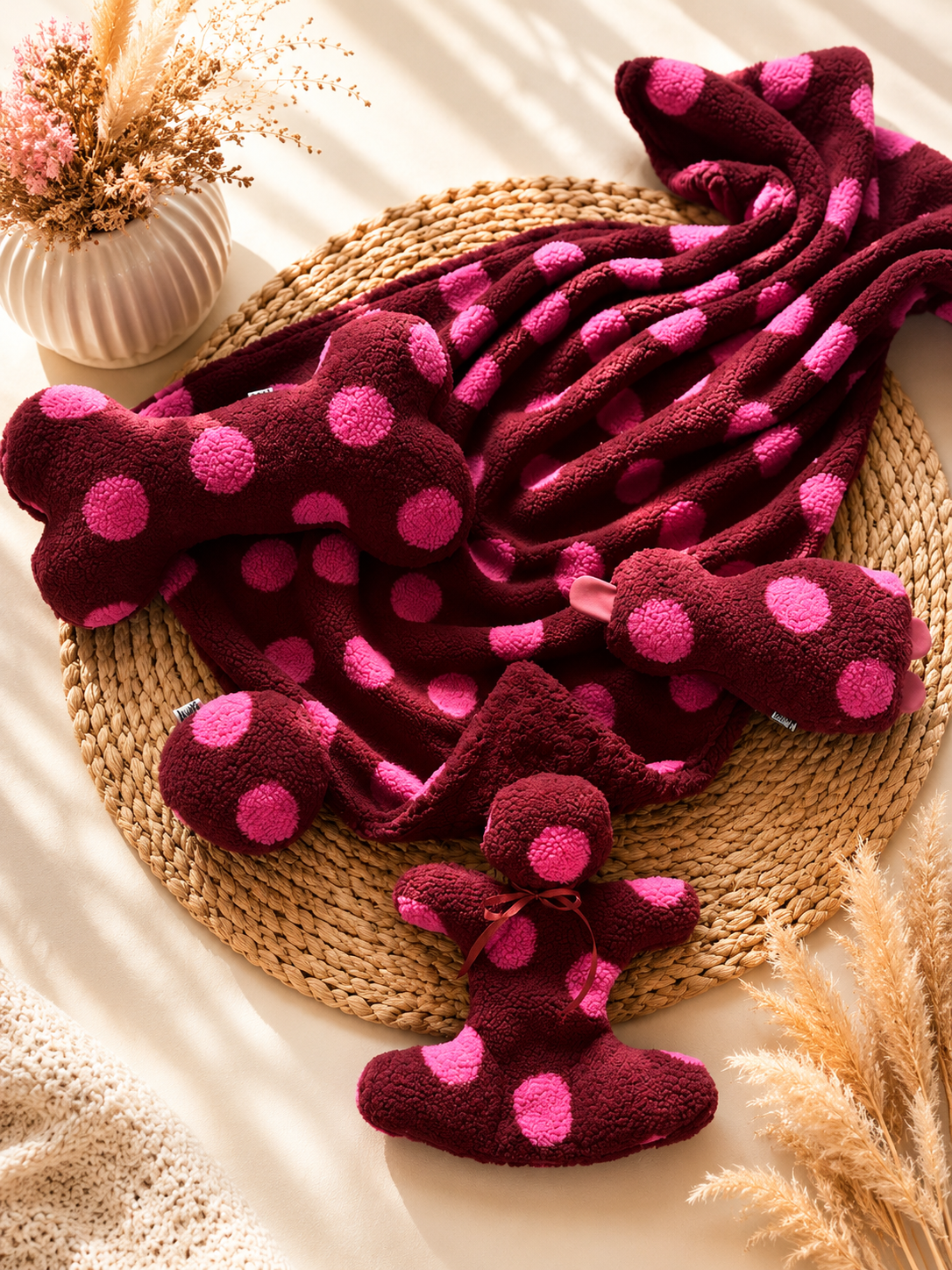 Kuschelkollektion Teddy Punkte pink