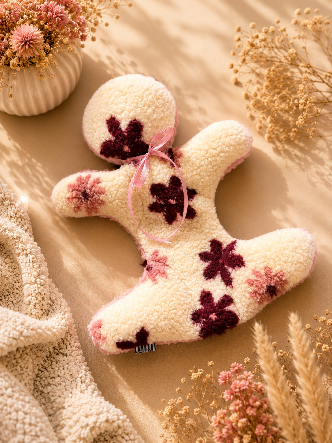 Kuschelkollektion Teddy kleine Blüten beige