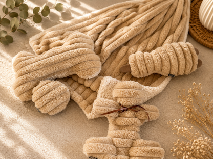 Kuschelkollektion aus Wellnessfleece taupe mit beige