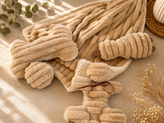 Kuschelkollektion aus Wellnessfleece taupe mit beige