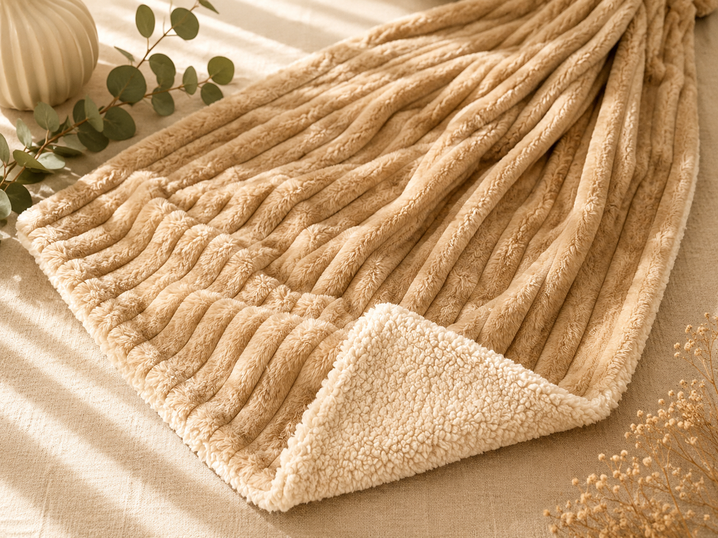 Kuschelkollektion aus Wellnessfleece taupe mit beige