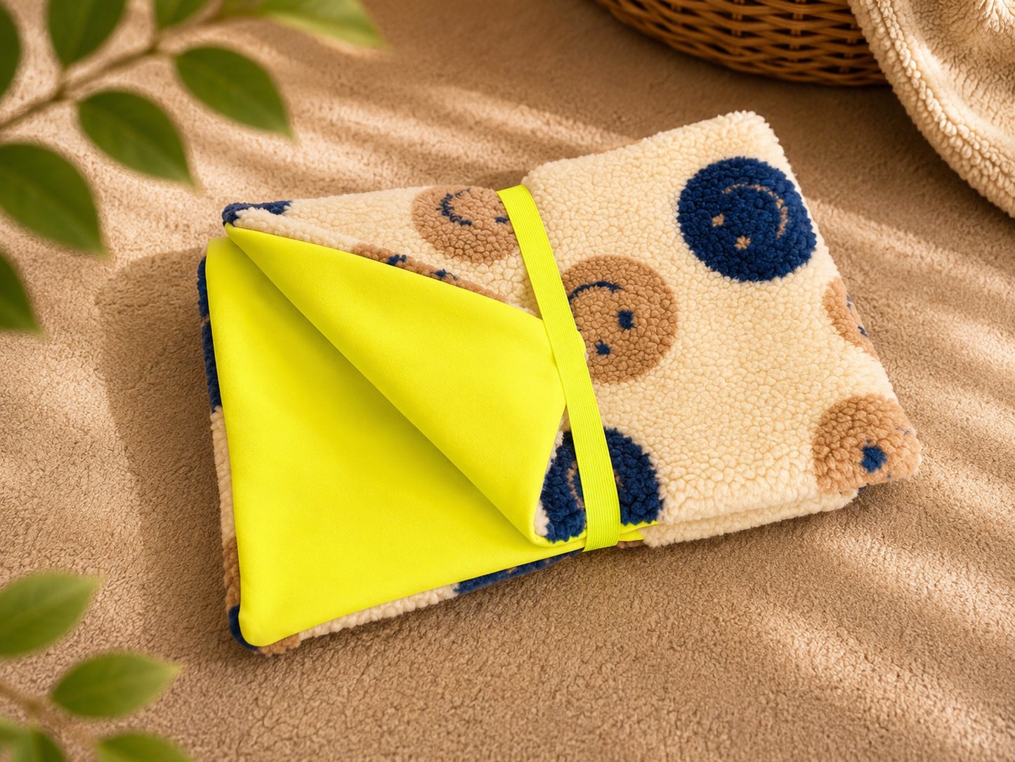 Sofortkauf | Lieblingsplatz to go Teddy Smiley beige mit Neongelb