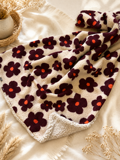 Kuschelkollektion Teddystoff Blumen Beere