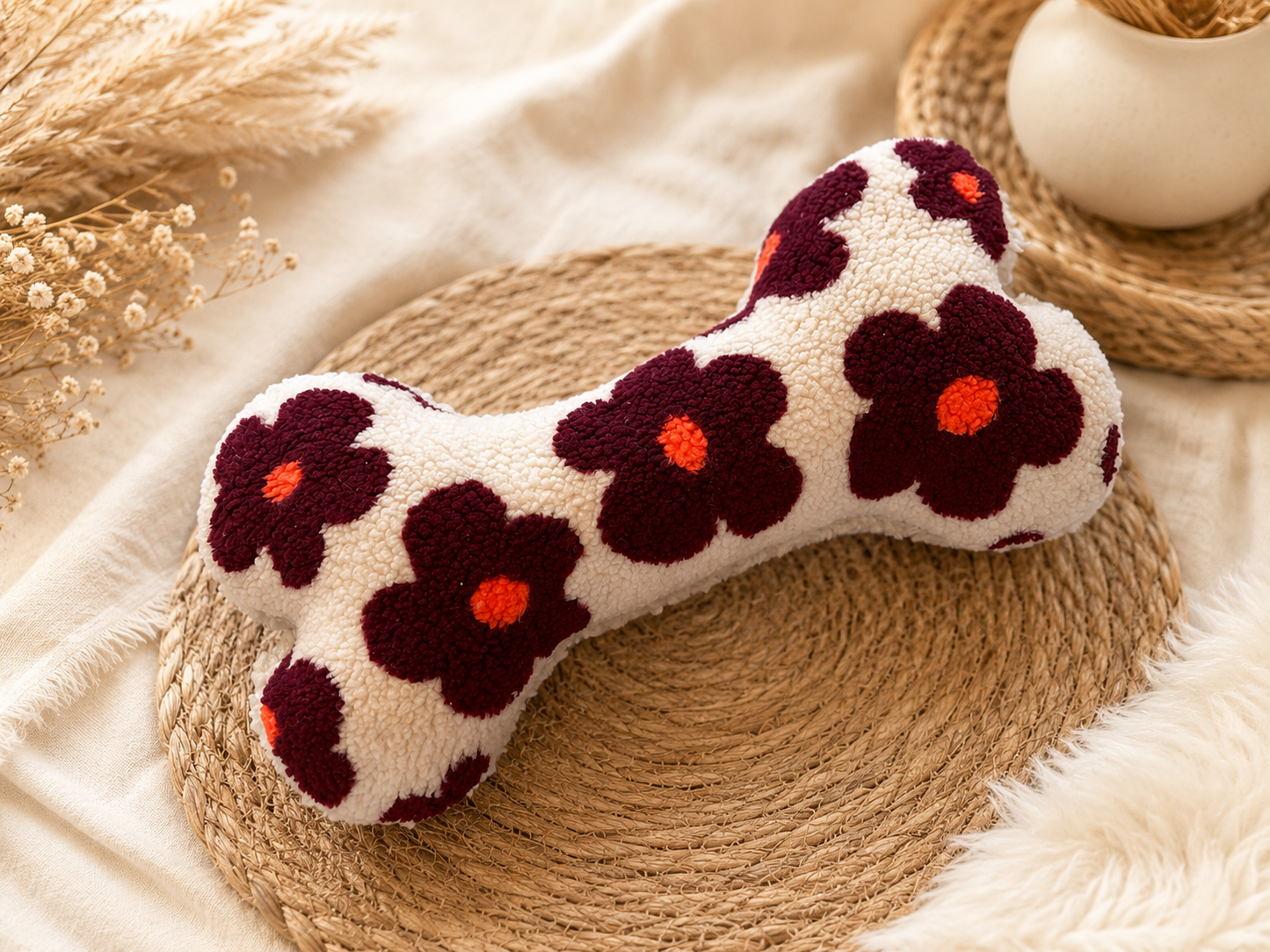 Kuschelkollektion Teddystoff Blumen Beere