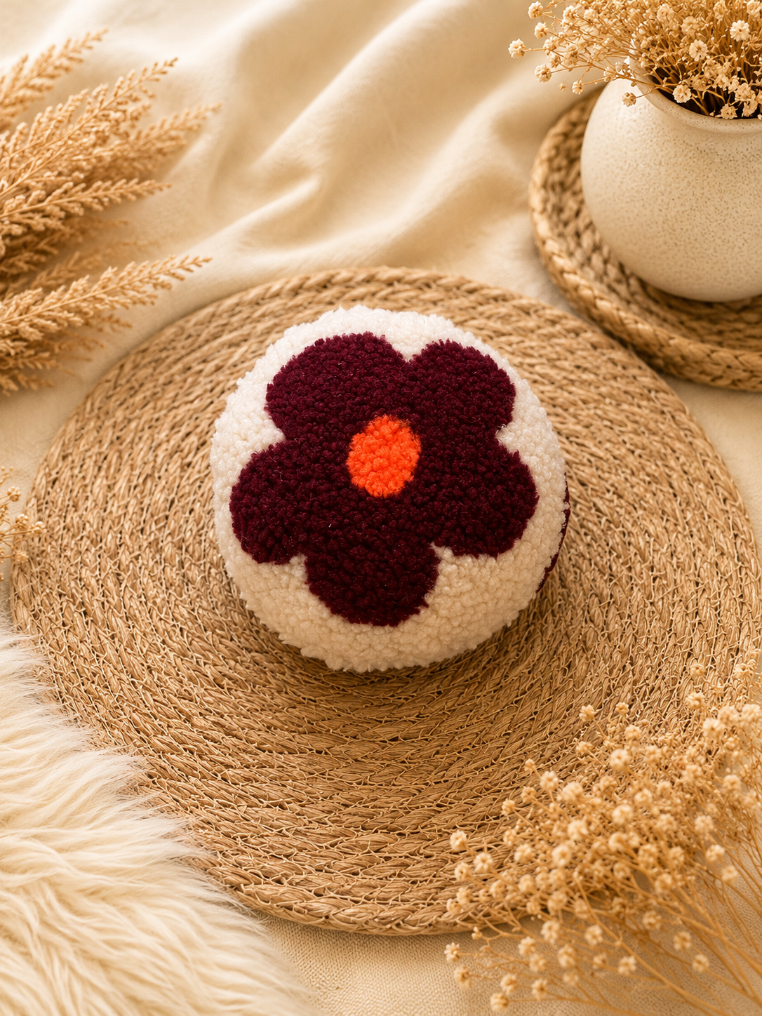 Kuschelkollektion Teddystoff Blumen Beere