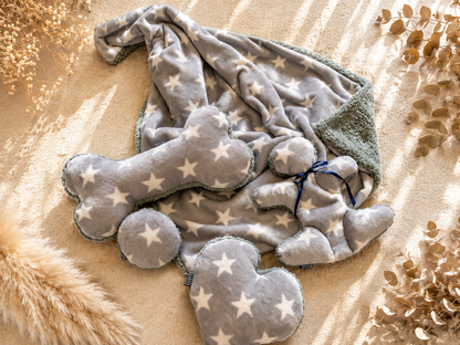 Kuschelkollektion Wellnessfleece Sterne grau / weiß mit mint