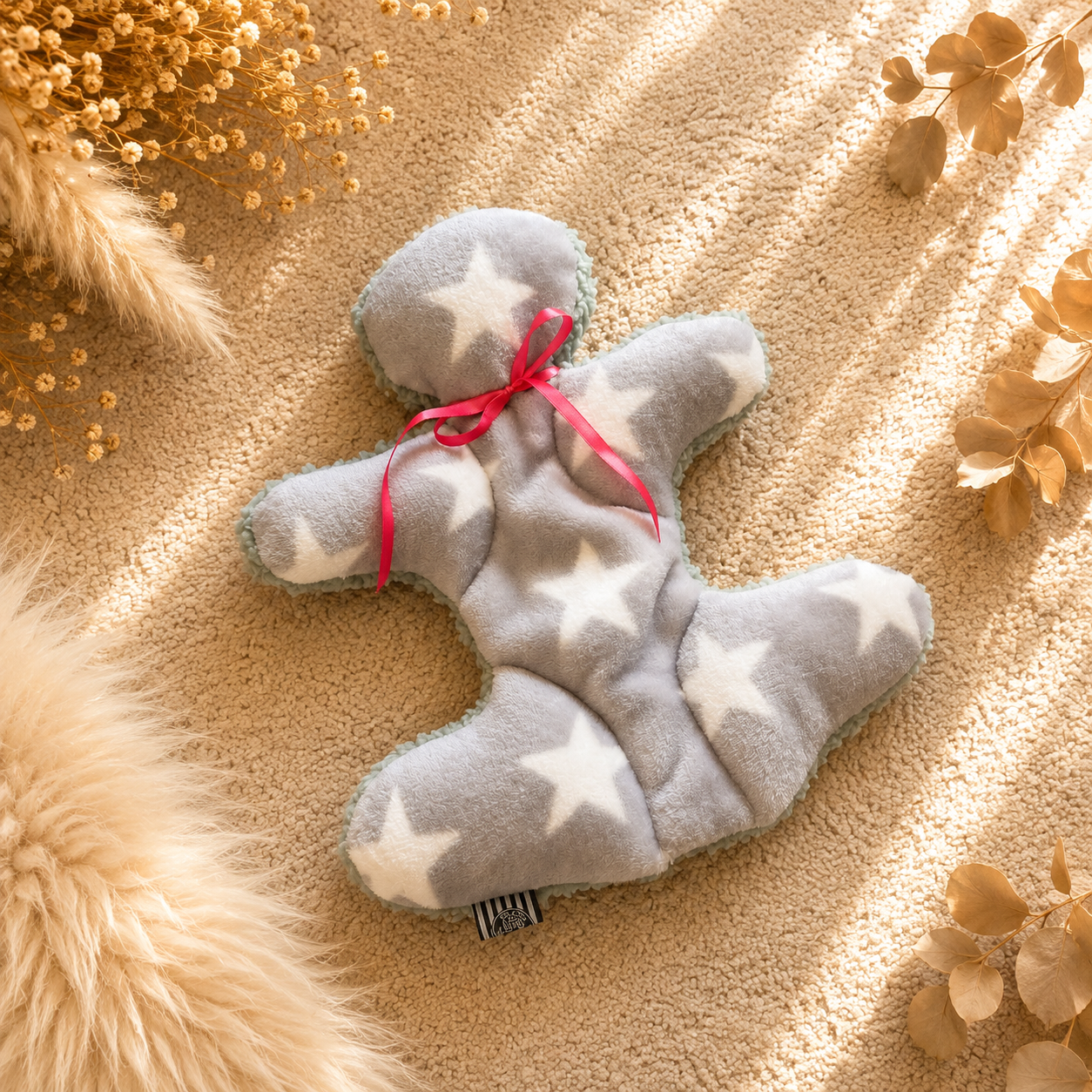Kuschelkollektion Wellnessfleece Sterne grau / weiß mit mint