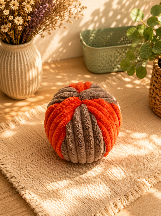 kleiner Ball aus Cord orange / braun